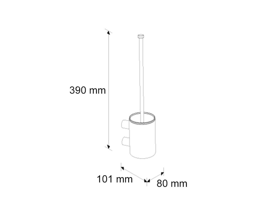 Szczotka do WC z uchwytem mocowanym do ściany, tuba krótka, stal polerowana