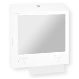 Pojemnik na ręczniki składane z bezdotykowym automatycznym dozownikiem mydła w pianie i z lustrem ze stali SuperMirror „3 w 1" MERIDA STELLA SLIM WHITE LINE COMBO, biały