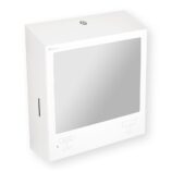 Pojemnik na ręczniki składane z bezdotykowym automatycznym dozownikiem mydła w pianie i z lustrem ze stali SuperMirror „3 w 1" MERIDA STELLA SLIM WHITE LINE COMBO, biały