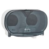 Pojemnik na dwie rolki papieru toaletowego bez gilzy MERIDA ONE biały za 50 zł netto przy zakupie 2 kartonów papiery toaletowego MERIDA TOP PTB301 (36 x 85 m = 3060 m, 12 240 listków)