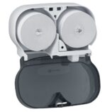 Pojemnik na dwie rolki papieru toaletowego bez gilzy MERIDA ONE, tworzywo ABS, biały