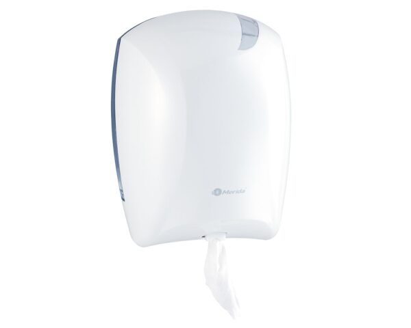 Pojemnik na papier toaletowy lub ręczniki w roli w systemie listkowym CENTER PULL, tworzywo ABS, biały Pojemnik na papier toaletowy lub ręczniki w roli w systemie listkowym CENTER PULL, tworzywo ABS, biały