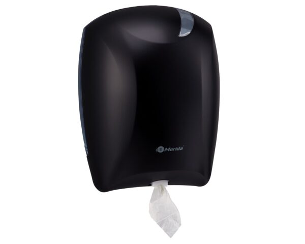 Pojemnik na papier toaletowy lub ręczniki w roli w systemie listkowym CENTER PULL, tworzywo ABS, czarny Pojemnik na papier toaletowy lub ręczniki w roli w systemie listkowym CENTER PULL, tworzywo ABS, czarny