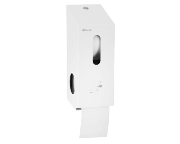 Pojemnik na dwie małe rolki papieru toaletowego MERIDA STELLA WHITE LINE, biały Pojemnik na dwie małe rolki papieru toaletowego MERIDA STELLA WHITE LINE, biały