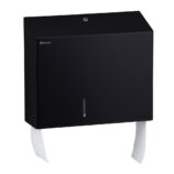 Pojemnik na papier toaletowy MERIDA STELLA DUO BLACK LINE z uchwytem na resztkę rolki papieru, średnica papieru do 20 cm, czarny