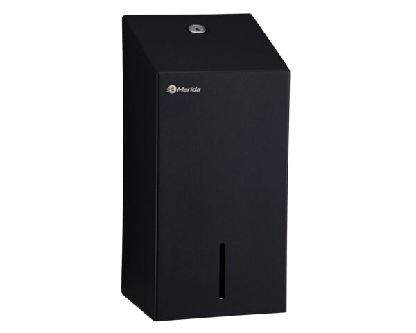 Pojemnik na papier toaletowy w listkach MERIDA STELLA BLACK LINE, pojemność do 450 szt., czarny Pojemnik na papier toaletowy w listkach MERIDA STELLA BLACK LINE, pojemność do 450 szt., czarny