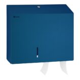 Pojemnik na papier toaletowy MERIDA STELLA DUO BLUE LINE z uchwytem na resztkę rolki papieru, średnica papieru do 20 cm, niebieski