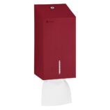 Pojemnik na papier toaletowy w listkach MERIDA STELLA RED LINE, pojemność do 450 szt., czerwony