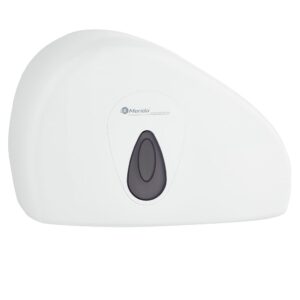 Pojemnik na papier toaletowy MERIDA TOP DUO z uchwytem na resztkę rolki, tworzywo ABS, biały, okienko szare