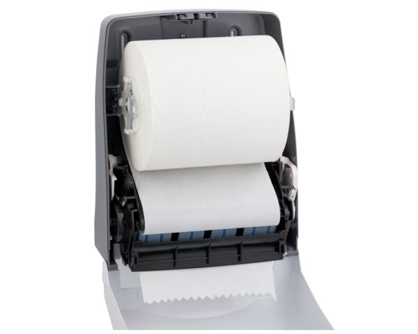 Mechaniczny podajnik ręczników papierowych w rolach MERIDA ONE AUTOMATIC MAXI, tworzywo ABS, biały Mechaniczny podajnik ręczników papierowych w rolach MERIDA ONE AUTOMATIC MAXI, tworzywo ABS, biały