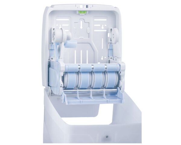 Mechaniczny podajnik ręczników papierowych w rolach MERIDA HARMONY AUTOMATIC MAXI, tworzywo, biały transparentny Mechaniczny podajnik ręczników papierowych w rolach MERIDA HARMONY AUTOMATIC MAXI, tworzywo, biały transparentny