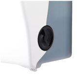 Mechaniczny podajnik ręczników papierowych w rolach MERIDA SOLID CUT AUTOMATIC MAXI, tworzywo ABS, front pełen biały - mat, tył transparentny jasny - mat