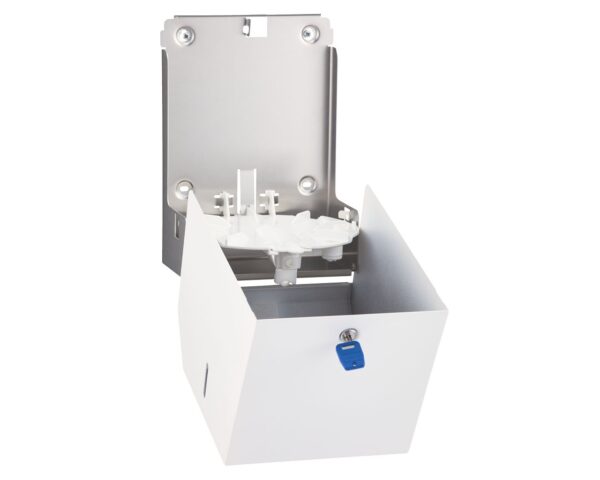 Pojemnik na ręczniki papierowe w rolach lub papier toaletowy w systemie listkowym MERIDA STELLA WHITE LINE MINI, biały Pojemnik na ręczniki papierowe w rolach lub papier toaletowy w systemie listkowym MERIDA STELLA WHITE LINE MINI, biały