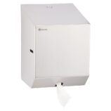 Pojemnik na ręczniki papierowe w rolach lub papier toaletowy w systemie listkowym MERIDA STELLA MINI, stal matowa