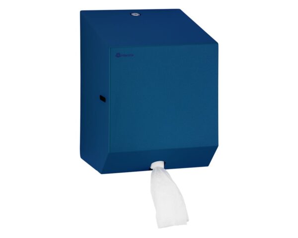 Pojemnik na ręczniki papierowe w rolach lub papier toaletowy w systemie listkowym MERIDA STELLA BLUE LINE MINI, niebieski Pojemnik na ręczniki papierowe w rolach lub papier toaletowy w systemie listkowym MERIDA STELLA BLUE LINE MINI, niebieski