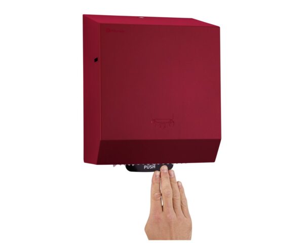 Mechaniczny podajnik ręczników papierowych w rolach MERIDA STELLA RED LINE, czerwony Mechaniczny podajnik ręczników papierowych w rolach MERIDA STELLA RED LINE, czerwony