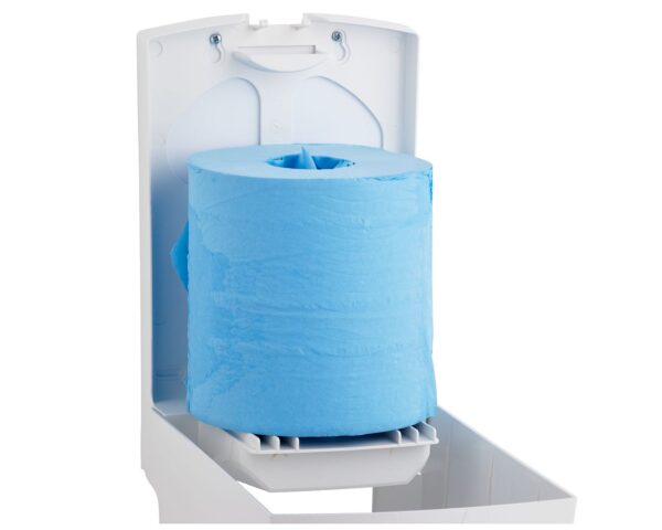 Pojemnik na ręczniki papierowe w rolach MERIDA TOP MAXI, tworzywo ABS, biały, okienko szare Pojemnik na ręczniki papierowe w rolach MERIDA TOP MAXI, tworzywo ABS, biały, okienko szare