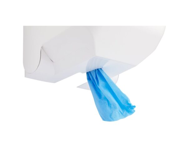 Pojemnik na ręczniki papierowe w rolach MERIDA TOP MAXI, tworzywo ABS, biały, okienko niebieskie Pojemnik na ręczniki papierowe w rolach MERIDA TOP MAXI, tworzywo ABS, biały, okienko niebieskie