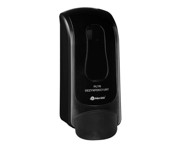 Dozownik płynu dezynfekcyjnego MERIDA ONE czarny za 1 zł netto przy zakupie 6 wkładów z płynem MERIDA POLANA DDR+