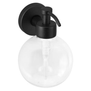 Dozownik mydła w płynie z pojemnikiem w kształcie kuli mocowany do ściany MERIDA STELLA BLACK LINE, pojemność zbiornika 150 ml, czarny