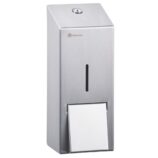 Dozownik mydła w płynie lub kremu do rąk MERIDA STELLA, na jednorazowe wkłady 880 ml, stal matowa