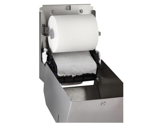 Mechaniczny podajnik ręczników papierowych w rolach MERIDA STELLA AUTOMATIC MAXI Anti-FingerPrint , stal matowa z powłoką AFP Mechaniczny podajnik ręczników papierowych w rolach MERIDA STELLA AUTOMATIC MAXI Anti-FingerPrint , stal matowa z powłoką AFP