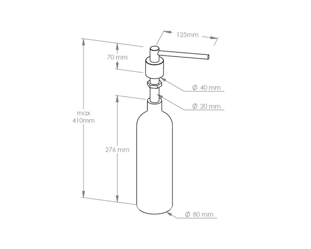 Dozownik mydła w płynie blatowy WALEC, pojemność zbiornika 1000 ml, matowy