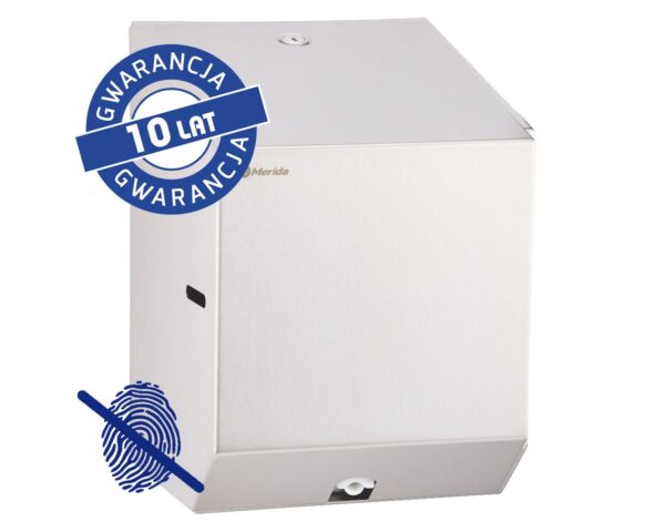 Pojemnik na ręczniki papierowe w rolach lub papier toaletowy w systemie listkowym MERIDA STELLA MINI Anti-FingerPrint , stal matowa z powłoką AFP