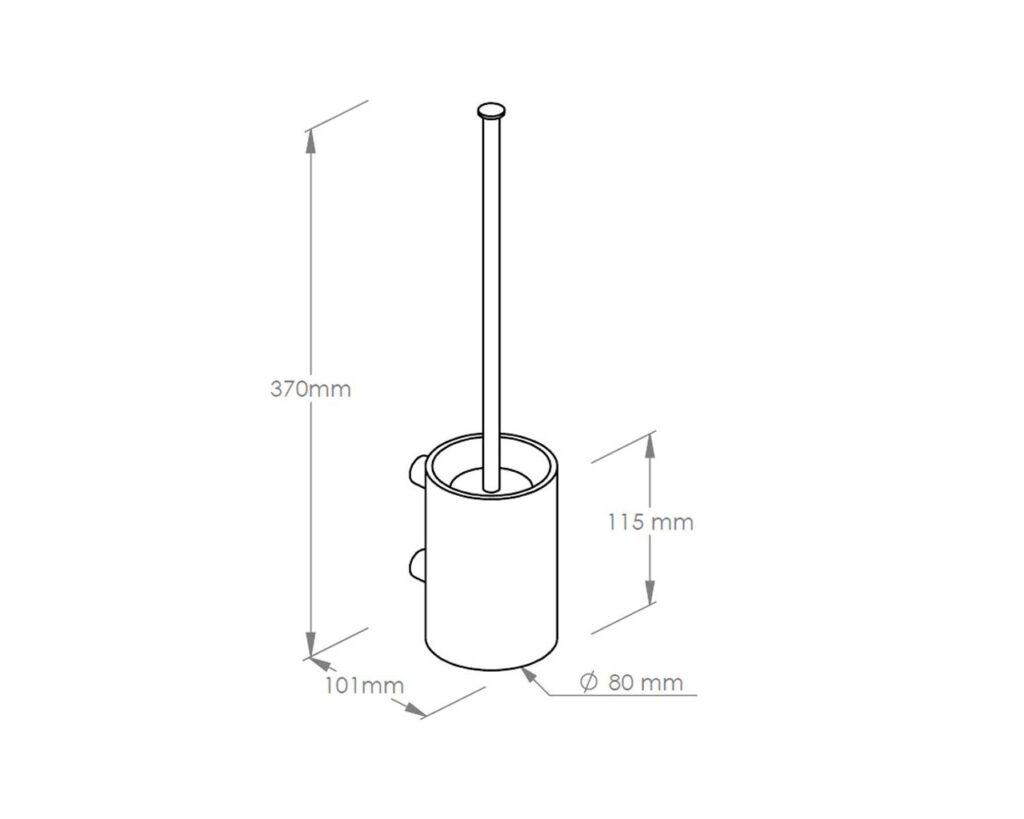 Szczotka do WC z uchwytem mocowanym do ściany, tuba krótka, MERIDA STELLA SILK GREY LINE, szara jedwabista