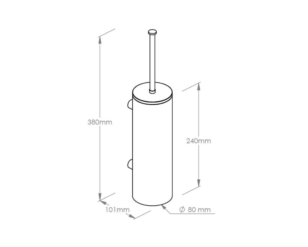 Szczotka do WC z uchwytem mocowanym do ściany, tuba z przykrywką, MERIDA STELLA SILK GREY LINE, szara jedwabista