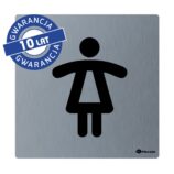 Piktogram ze stali nierdzewnej - toaleta damska wym. 95 x 95 x 2 mm, stal matowa