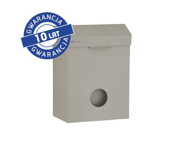 Kosz do damskich toalet MERIDA STELLA STONE GREY LINE z pojemnikiem na torebki higieniczne, pojemność 4,4 l, szary kamienny