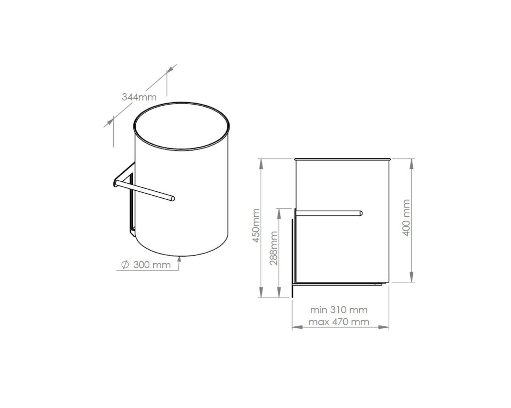 Kosz podblatowy regulowany MERIDA STELLA STONE GREY LINE, pojemność 30 l, szary kamienny