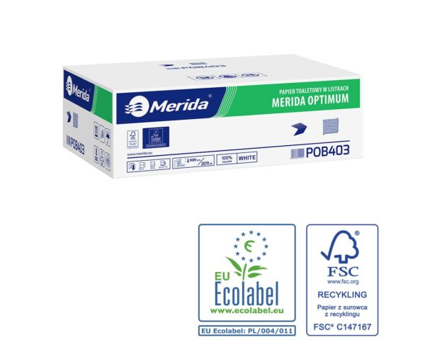 Pojemnik na papier toaletowy w listkach MERIDA HARMONY za 1 zł netto przy zakupie 2 kartonów papierów toaletowych MERIDA OPTIMUM POB403 (18 000 listków)