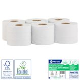 Papier toaletowy MERIDA OPTIMUM CENTER PULL biały, średnica 17 cm, długość 120 m, dwuwarstwowy, zgrzewka 6 szt., ECOLABEL