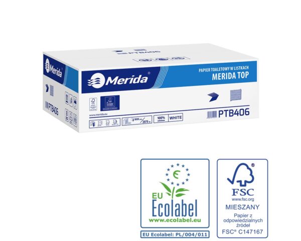 Pojemnik na papier toaletowy w listkach MERIDA ONE za 1 zł netto przy zakupie 2 kartonów papierów toaletowych MERIDA TOP PTB406 (18 000 listków)