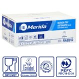 Ręczniki papierowe w roli z adaptorem MERIDA TOP AUTOMATIC MAXI, białe, średnica 19,5 cm, długość 240 m, dwuwarstwowe, karton 6 rolek, ECOLABEL