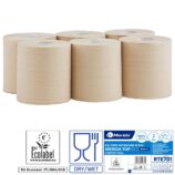 Ręczniki papierowe w roli MERIDA TOP EKO CENTER PULL MAXI, piaskowe, średnica 17,2 cm, długość 160,1 m, dwuwarstwowe, zgrzewka 6 rolek, ECOLABEL