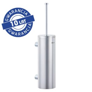 Szczotka do WC z uchwytem mocowanym do ściany, tuba z przykrywką, stal polerowana