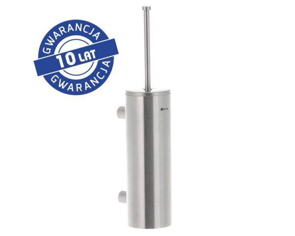 Szczotka do WC z uchwytem mocowanym do ściany, tuba z przykrywką, stal matowa