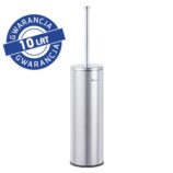 Szczotka do WC z uchwytem stawianym, tuba stojąca z przykrywką, stal polerowana