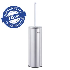 Szczotka do WC z uchwytem stawianym, tuba stojąca z przykrywką, stal polerowana