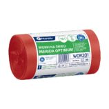 Worki na odpady medyczne MERIDA OPTIMUM, 60 x 90 cm, pojemność 70 l, rolka 50 szt., CZERWONE, HDPE/LDPE