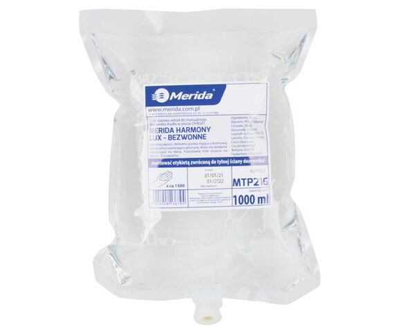 Mydło w pianie MERIDA HARMONY LUX BEZWONNE, jednorazowy wkład 1000 ml, bez zapachu