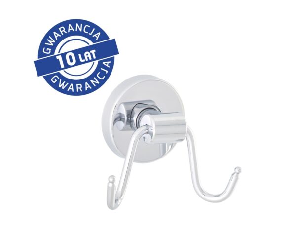 Wieszak z mosiądzu chromowanego podwójny, MAMUT, polerowany