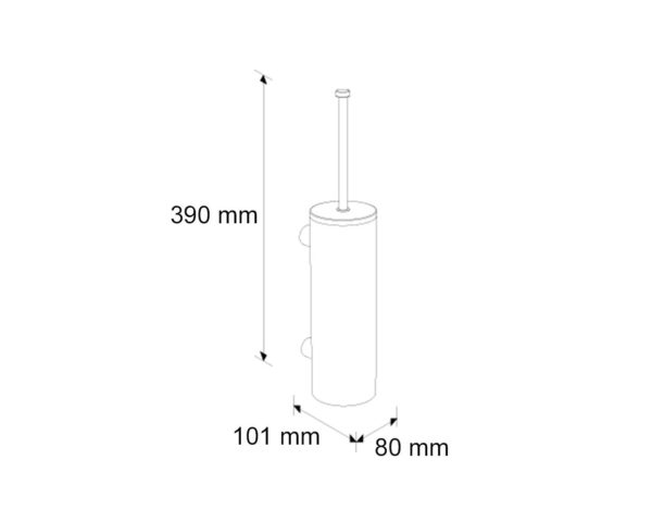 Szczotka do WC z uchwytem mocowanym do ściany, tuba z przykrywką, stal polerowana Szczotka do WC z uchwytem mocowanym do ściany, tuba z przykrywką, stal polerowana