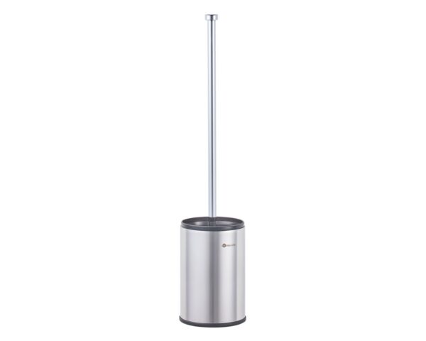 Szczotka do WC z uchwytem stawianym, tuba krótka, stal polerowana Szczotka do WC z uchwytem stawianym, tuba krótka, stal polerowana