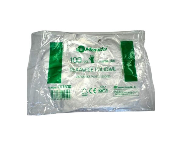 Rękawice foliowe bezbarwne zszyte 100 szt. Rękawice foliowe bezbarwne zszyte 100 szt.