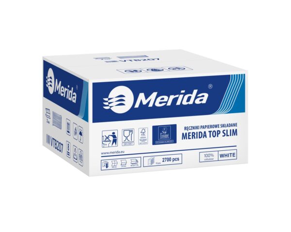 Pojemnik na ręczniki składane MERIDA HARMONY za 1 zł netto przy zakupie 2 kartonów ręczników składanych MERIDA TOP SLIM ECOLABEL VTB207 (2 x 2700 = 5 400 listków)