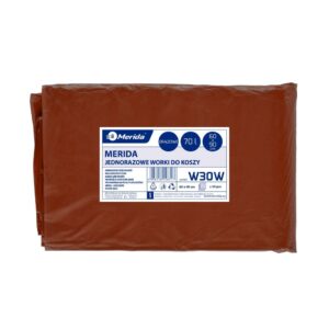 Worki na odpady BIO, MERIDA, 60 x 90 cm, pojemność 70 l, paczka 50 szt., BRĄZOWE, LDPE